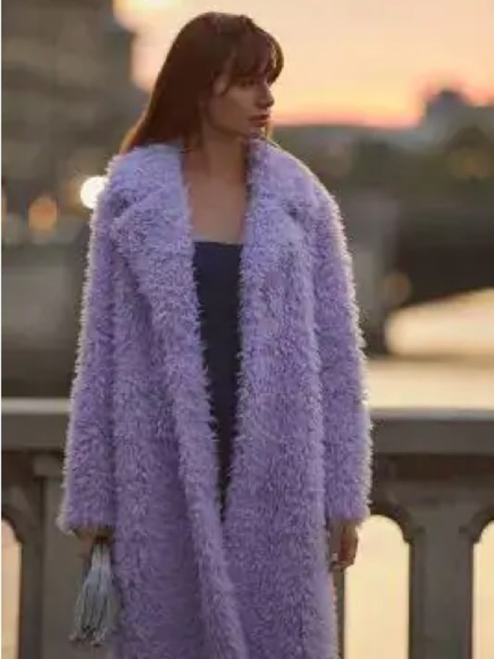 Anthropologie purple faux fur jacket